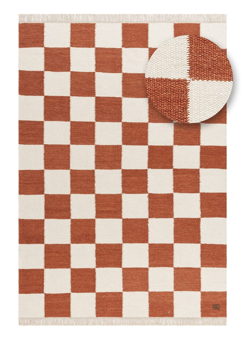 Handvävd Matta Nordic Check 160x230 cm - Terracotta - Textilier & mattor - Mattor - Modern matta - Ullmattor