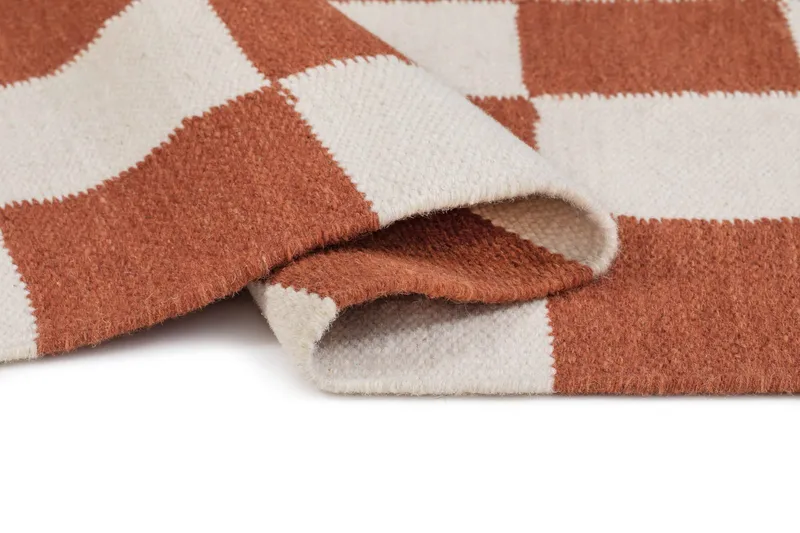 Handvävd Matta Nordic Check 160x230 cm - Terracotta - Textilier & mattor - Mattor - Modern matta - Ullmattor