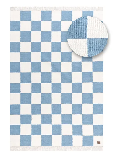 Handvävd Matta Nordic Check 200x300 cm - Duvblå - Textilier & mattor - Mattor - Modern matta - Ullmattor