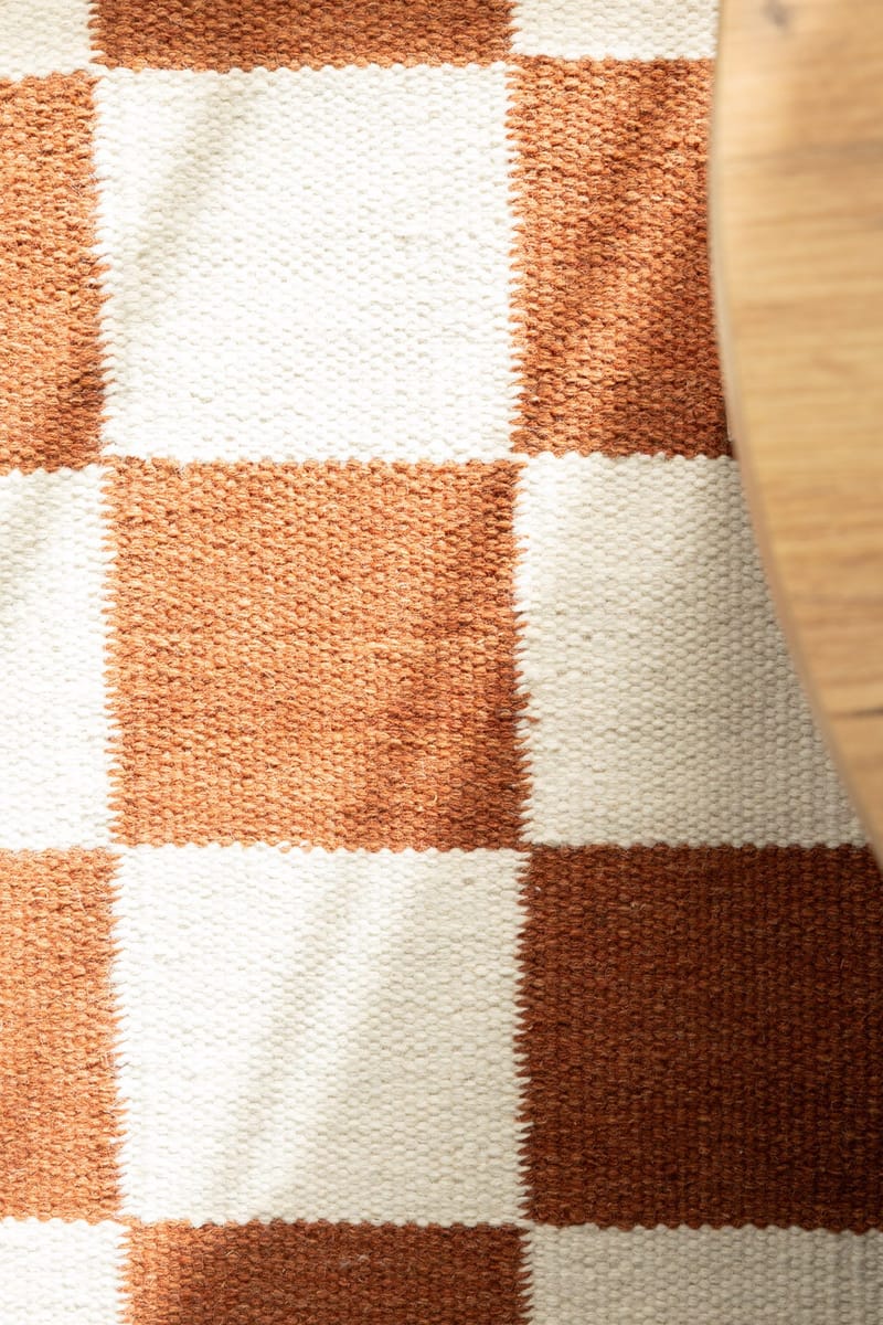 Handvävd Matta Nordic Check 75x200 cm - Terracotta - Textilier & mattor - Mattor - Modern matta - Ullmattor