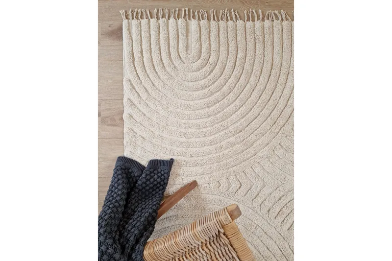 Marocko Bomullsmatta 200x300 cm - Creme - Textilier & mattor - Mattor - Modern matta - Bomullsmattor