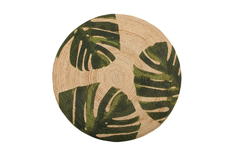 Byner Matta med Monsteramotiv Rund 140 cm - Beige - Textilier & mattor - Mattor - Modern matta - Jutemattor & sisalmattor
