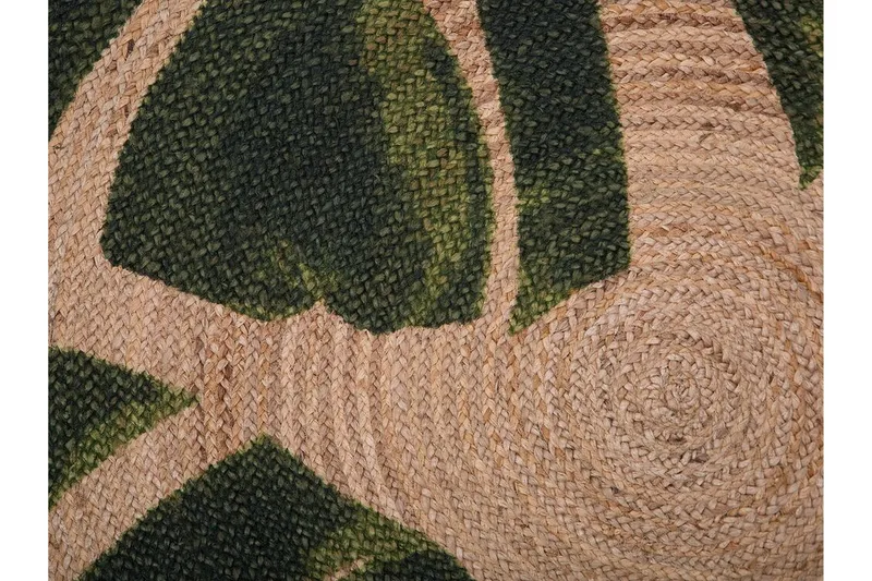 Byner Matta med Monsteramotiv Rund 140 cm - Beige - Textilier & mattor - Mattor - Modern matta - Jutemattor & sisalmattor