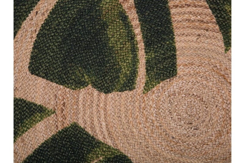 Byner Matta med Monsteramotiv Rund 140 cm - Beige - Textilier & mattor - Mattor - Modern matta - Jutemattor & sisalmattor