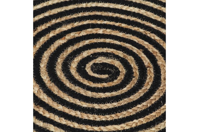 Handgjord jutematta med spiraldesign svart 90 cm - Svart - Textilier & mattor - Mattor - Modern matta - Jutemattor & sisalmattor