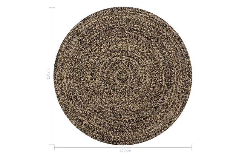 Handgjord jutematta svart och naturlig 150 cm - Svart - Textilier & mattor - Mattor - Modern matta - Jutemattor & sisalmattor