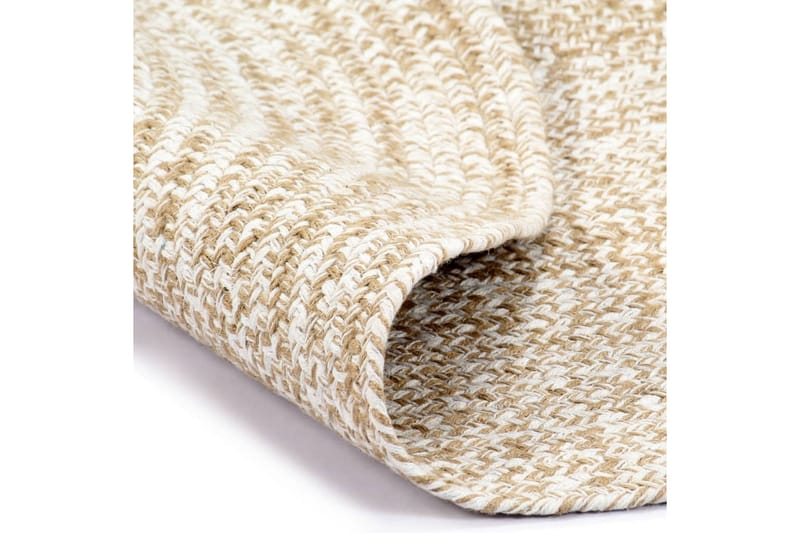 Handgjord jutematta vit och naturlig 120 cm - Vit - Textilier & mattor - Mattor - Modern matta - Jutemattor & sisalmattor