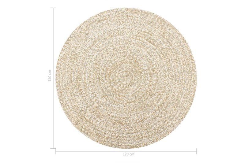 Handgjord jutematta vit och naturlig 120 cm - Vit - Textilier & mattor - Mattor - Modern matta - Jutemattor & sisalmattor