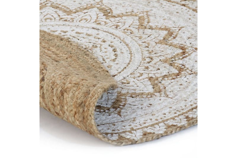 Jutematta flätad tryckmönster rund 150 cm - Beige - Textilier & mattor - Mattor - Modern matta - Jutemattor & sisalmattor
