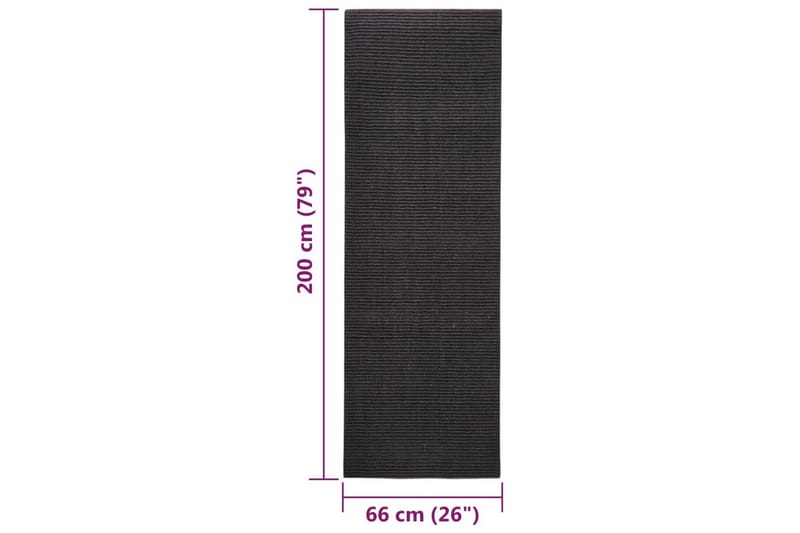 Matta naturlig sisal 66x200 cm svart - Svart - Jutemattor & sisalmattor