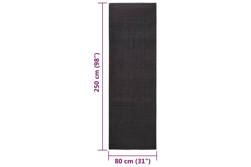 Matta naturlig sisal 80x250 cm svart - Svart - Jutemattor & sisalmattor