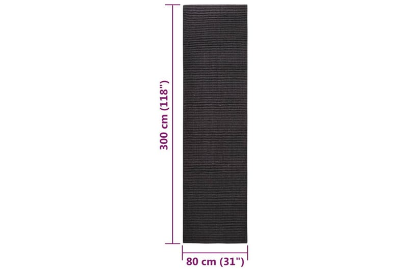 Matta naturlig sisal 80x300 cm svart - Svart - Textilier & mattor - Mattor - Modern matta - Jutemattor & sisalmattor