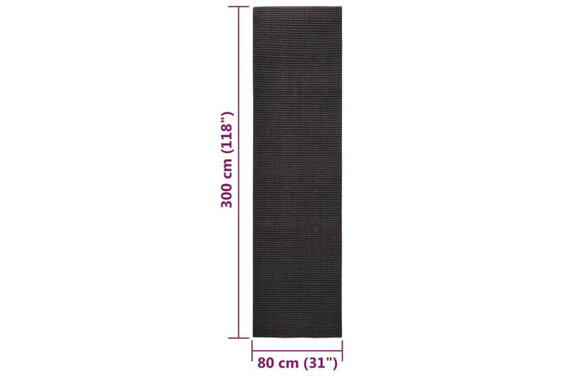 Matta naturlig sisal 80x300 cm svart - Svart - Jutemattor & sisalmattor