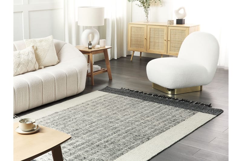 Ketenli Ullmatta 160x230 cm - Svart/Vit - Textilier & mattor - Mattor - Modern matta - Ullmattor
