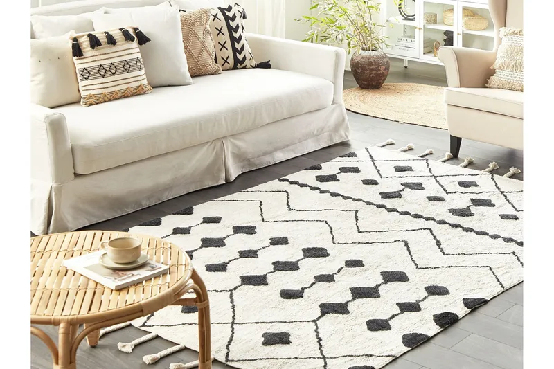 Khemisset Bomullsmatta 160x230 cm - Svart/Vit - Textilier & mattor - Mattor - Modern matta - Bomullsmattor