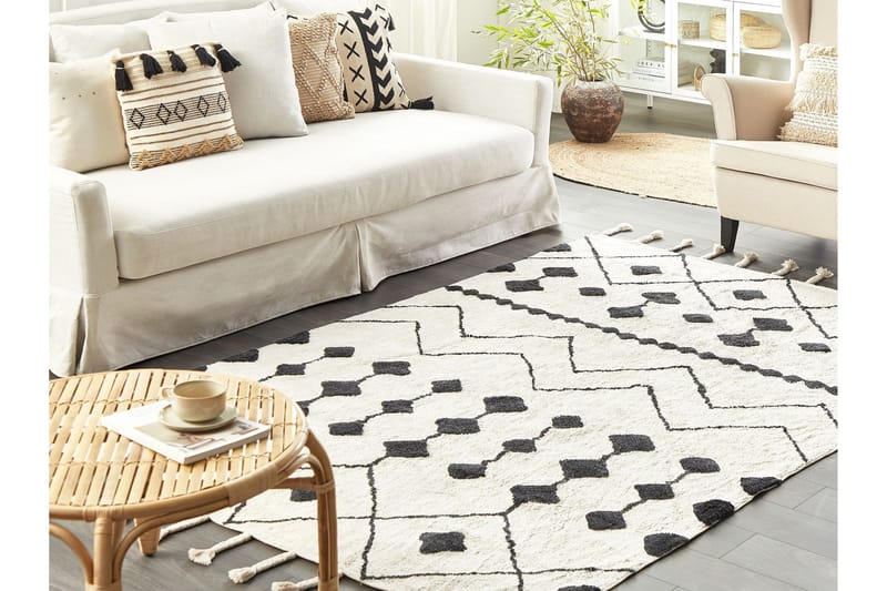 Khemisset Bomullsmatta 160x230 cm - Svart/Vit - Textilier & mattor - Mattor - Modern matta - Bomullsmattor