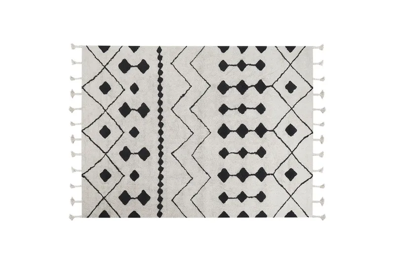 Khemisset Bomullsmatta 160x230 cm, Svart/Vit