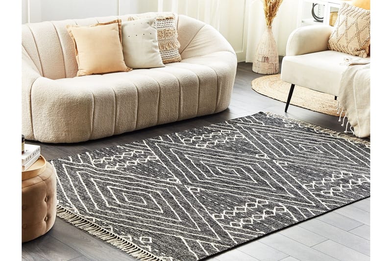 Khenifra Bomullsmatta 160x230 cm - Svart/Vit - Textilier & mattor - Mattor - Modern matta - Bomullsmattor