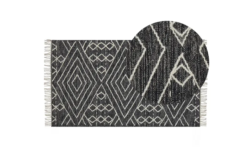 Khenifra Bomullsmatta 80x150 cm - Svart/Vit - Textilier & mattor - Mattor - Modern matta - Bomullsmattor