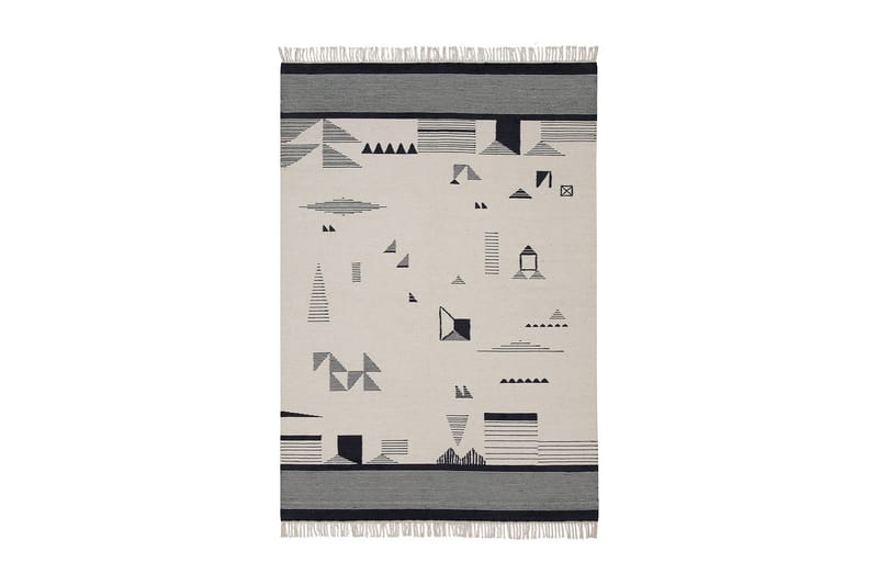 KILIM ELEMENT Ullmatta 160x230 cm Beige/Svart - Ullmattor