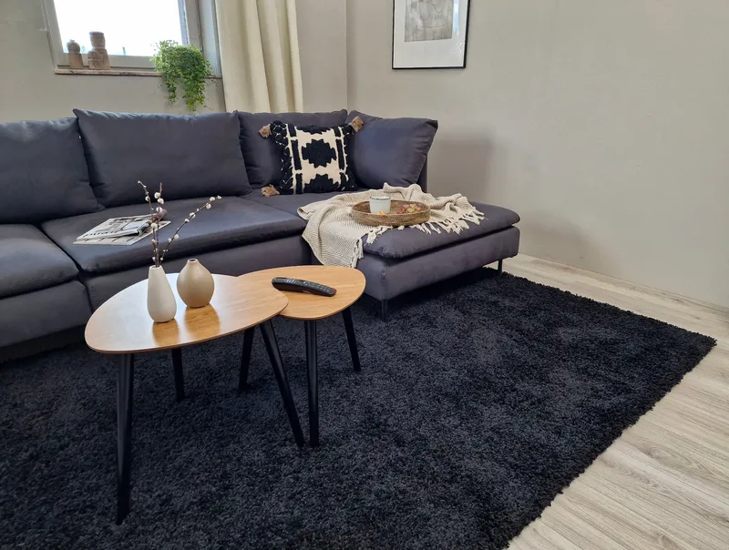Lounge Ryamatta 160x230 cm Rektangulär - Svart - Textilier & mattor - Mattor - Modern matta - Ryamattor