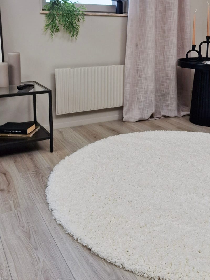 Lounge Ryamatta 240 cm Rund - Vit - Textilier & mattor - Mattor - Modern matta - Ryamattor