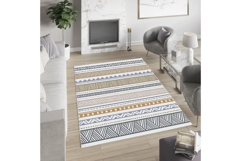 Idaburn Bomullsmatta 100x300 cm Rektangulär - Vit - Textilier & mattor - Mattor - Modern matta - Bomullsmattor