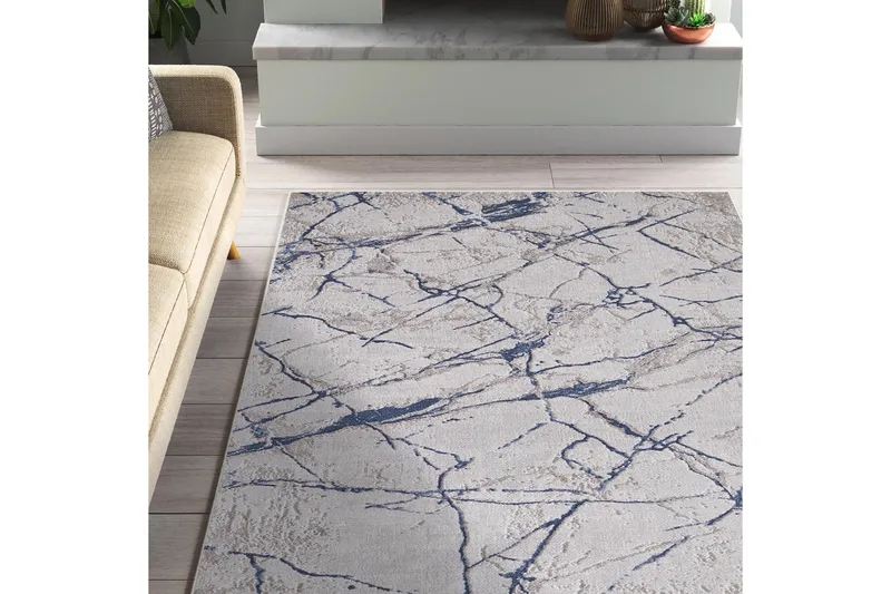 Masahiko Bomullsmatta 100x300 cm Rektangulär, Blå