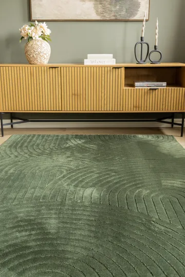 Maskinvävd Matta Cozy Zen 155x230 cm - Smaragdgrön - Textilier & mattor - Mattor - Modern matta - Friezemattor