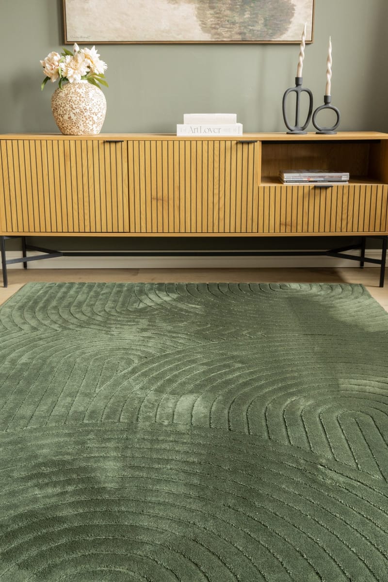 Maskinvävd Matta Cozy Zen 155x230 cm - Smaragdgrön - Textilier & mattor - Mattor - Modern matta - Friezemattor