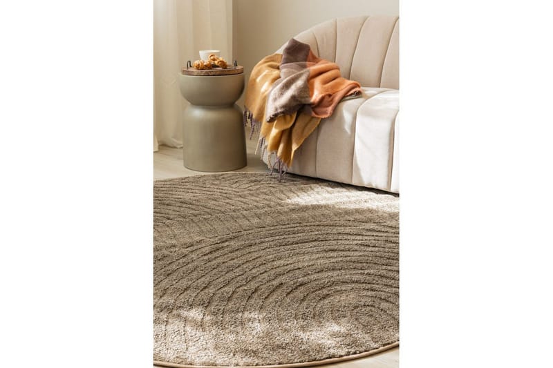 Maskinvävd Matta Genova Zen Rund - 120x120 cm, Mocca - Textilier & mattor - Mattor - Modern matta - Friezemattor