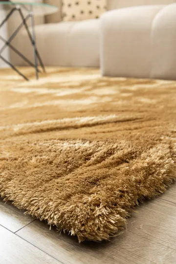 Maskinvävd Matta Novelle Kravdratisk 200x200 cm - Gul - Textilier & mattor - Mattor - Modern matta - Ryamattor