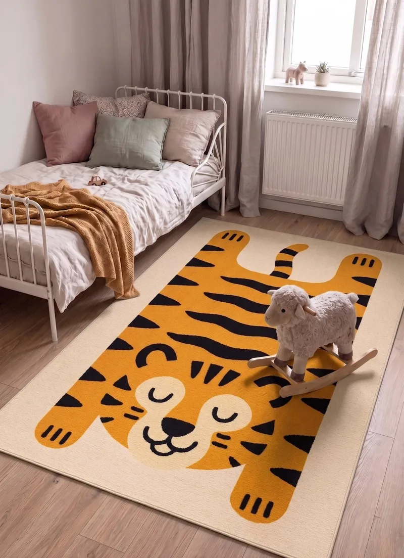 Maskinvävd Matta Play Tiger 120x160 cm - Linne - Textilier & mattor - Mattor - Modern matta - Friezemattor