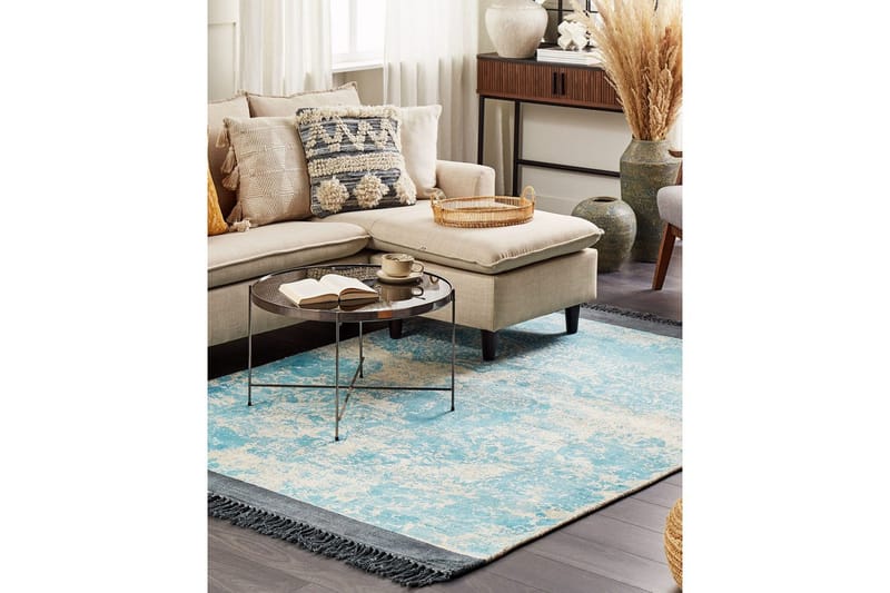 Matta Akarsu - Blå, beige, 140x200 cm - Textilier & mattor - Mattor - Modern matta - Viskosmattor