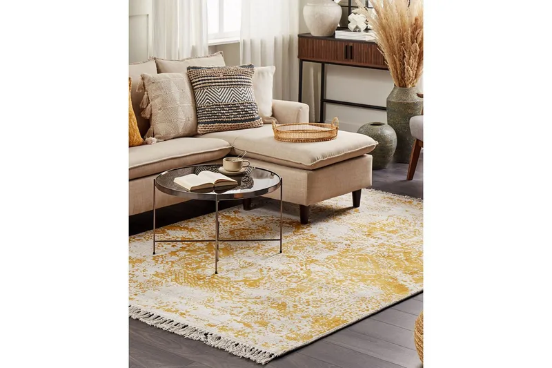 Matta Boyali - Beige, gul, 140x200 cm - Textilier & mattor - Mattor - Modern matta - Viskosmattor