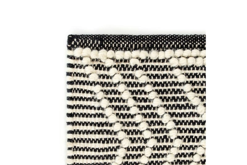 Matta handvävd ull 120x170 cm svart/vit - Svart - Ullmattor