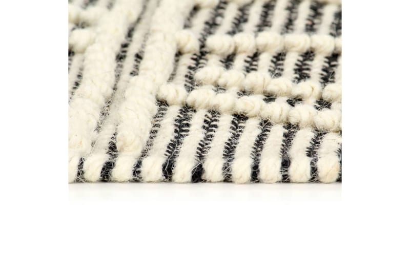 Matta handvävd ull 120x170 cm svart/vit - Svart - Ullmattor