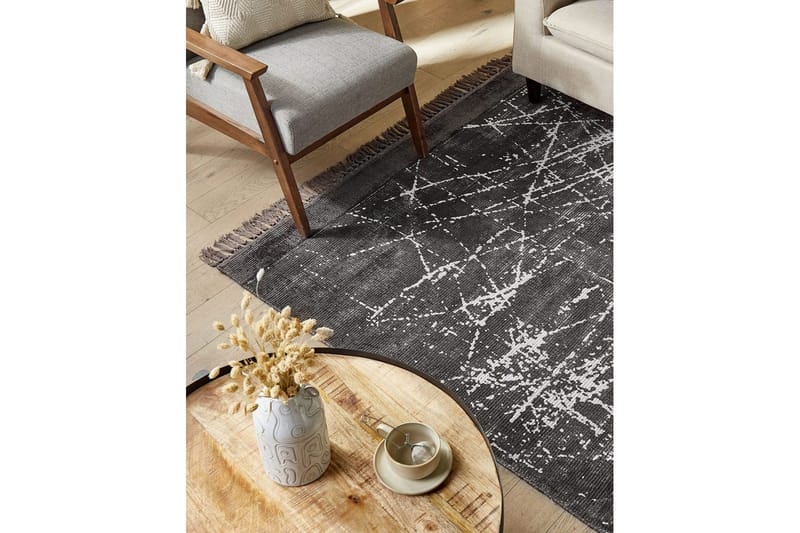 Matta Hanli - Mörkgrå, vit, 160x230 cm - Textilier & mattor - Mattor - Modern matta - Viskosmattor