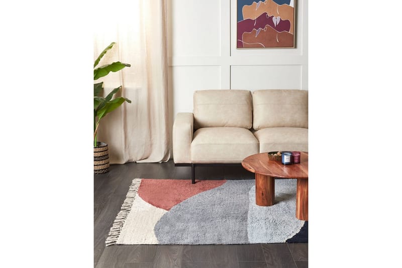 Matta Xinali - Blå, röd, beige, grå - Textilier & mattor - Mattor - Modern matta - Bomullsmattor