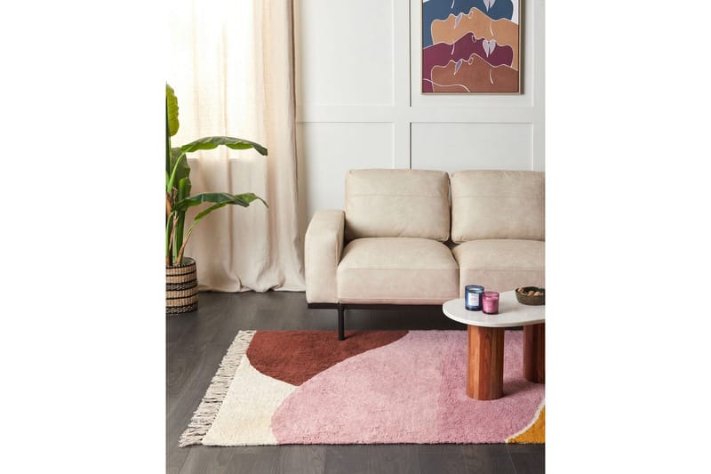 Matta Xinali - Rosa, gul, röd, beige - Textilier & mattor - Mattor - Modern matta - Bomullsmattor