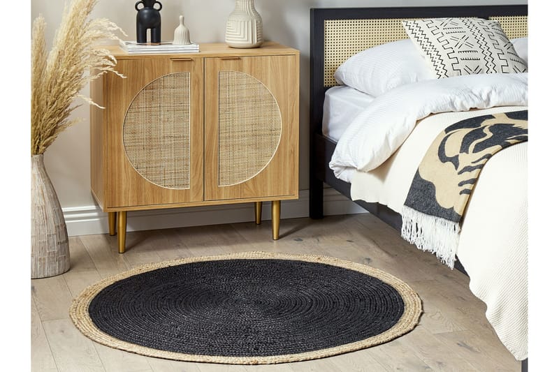 Menemen Jutematta 120 cm Rund Svart - Textilier & mattor - Mattor - Modern matta - Jutemattor & sisalmattor