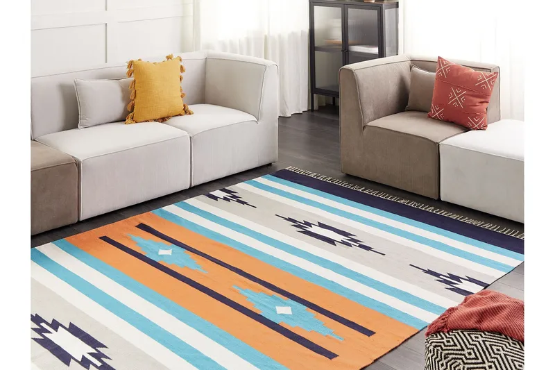 Noratus Bomullsmatta 200x300 cm - Blå - Textilier & mattor - Mattor - Modern matta - Bomullsmattor