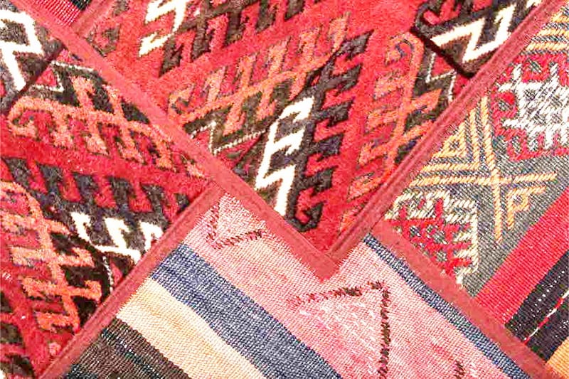 Handknuten Persisk Patchworkmatta 162x234 cm Flerfärgad -   - Patchwork mattor