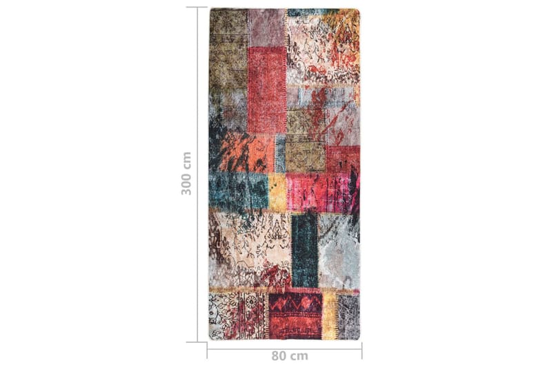 Matta tvättbar lappmönster 80x300 cm flerfärgad halkfri - Flerfärgad - Patchwork mattor