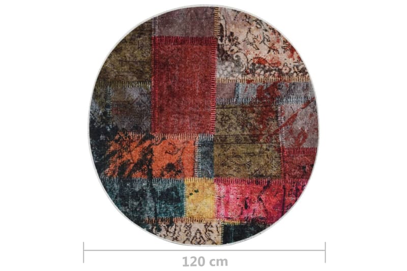 Matta tvättbar lappmönster Ï†120 cm flerfärgad halkfri - Flerfärgad - Patchwork mattor