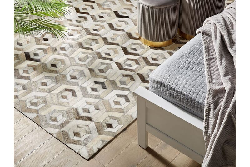 Tavak Matta 140x200 cm - Läder/Beige/Brun - Textilier & mattor - Mattor - Modern matta - Patchwork mattor