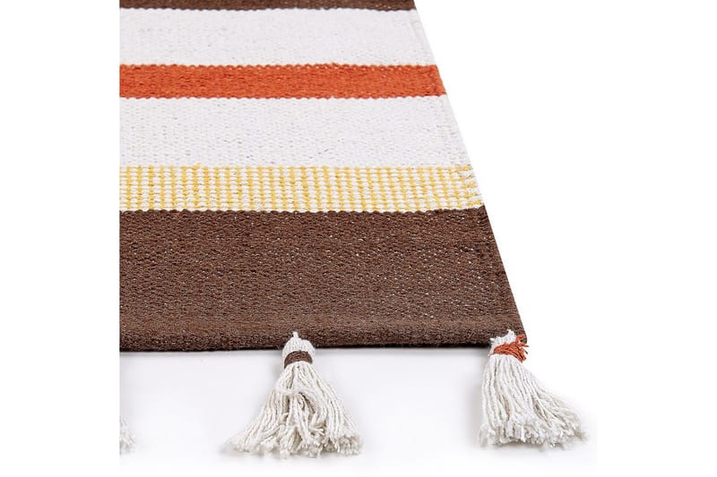 Plattvävd Hisarli - Brun, gul, orange, beige, 140x200 cm - Textilier & mattor - Mattor - Modern matta - Bomullsmattor