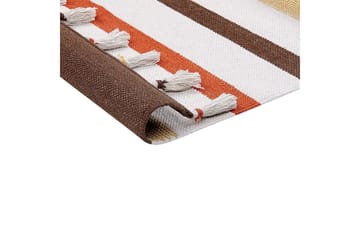 Plattvävd Hisarli - Brun, gul, orange, beige, 140x200 cm - Textilier & mattor - Mattor - Modern matta - Bomullsmattor