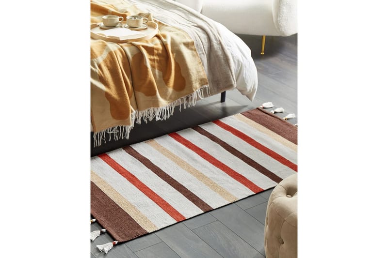 Plattvävd Hisarli - Brun, gul, orange, beige, 80x150 cm - Textilier & mattor - Mattor - Modern matta - Bomullsmattor