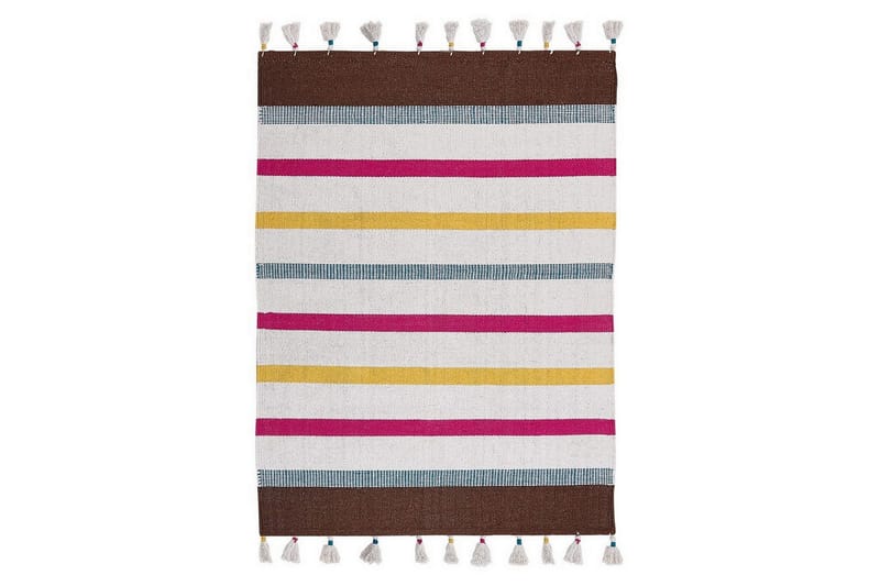 Plattvävd Hisarli, Flerfärgad, vit, brun, blå, orange, 140x200 cm